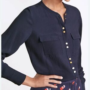Boden Ashbourne navy button top, size 16